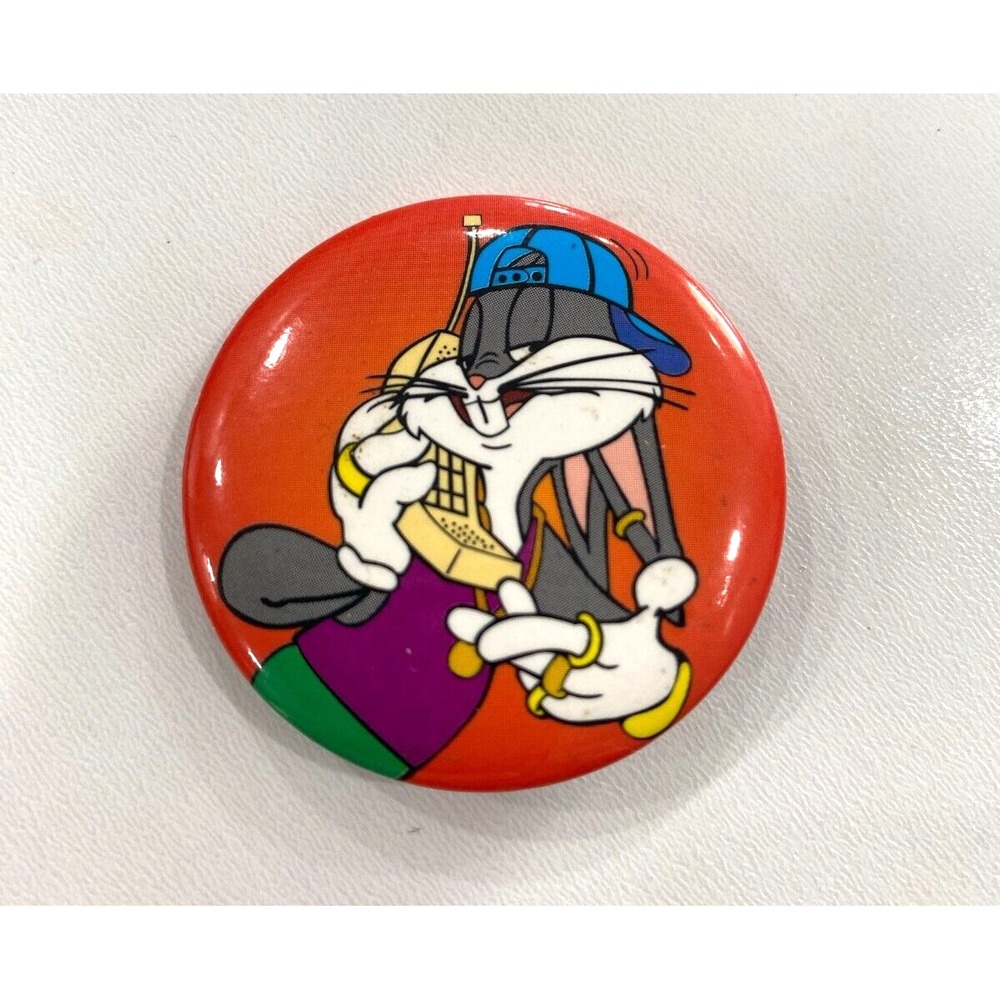 Vintage 1993 Bugs Bunny Hip Hop Pin Button Pinback Warner Bros.